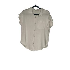 Vanilla Star WhiteTextured Gauze Button-Down Shirt Women’s Size M